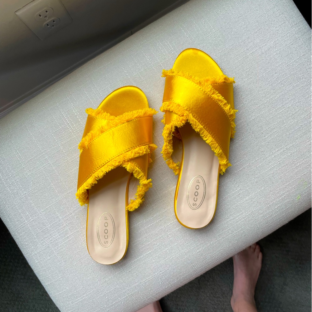 NWOT SCOOP NYC Never worn satin slides